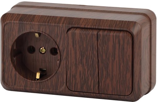 Блок накладной Intro Quadro розетка 1-м.+выключатель 2-кл. венге картинка